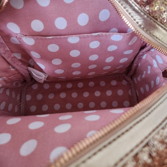 DISNEY PARKS Minnie Mouse Rose Gold Sequin Mini Backpack LOUNGEFLY - Picture 11 of 13